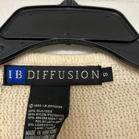 VINTAGE 90’S IB Diffusion Silk, Angora, Wool Embellished Beaded Sweater S Retro - Picture 9 of 11